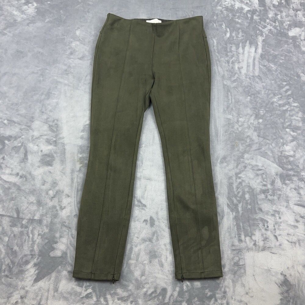 By Anthropologie Leggings Womens  28 Faux Suede Zipper Ankle Pull On Olive Green